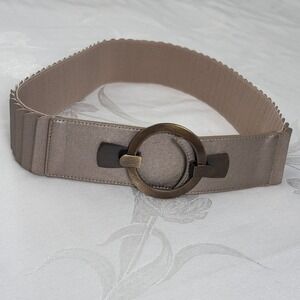 Chico's‎ Women Size-M Belt Adrienne Bronze Faux Leather Stretch Statement